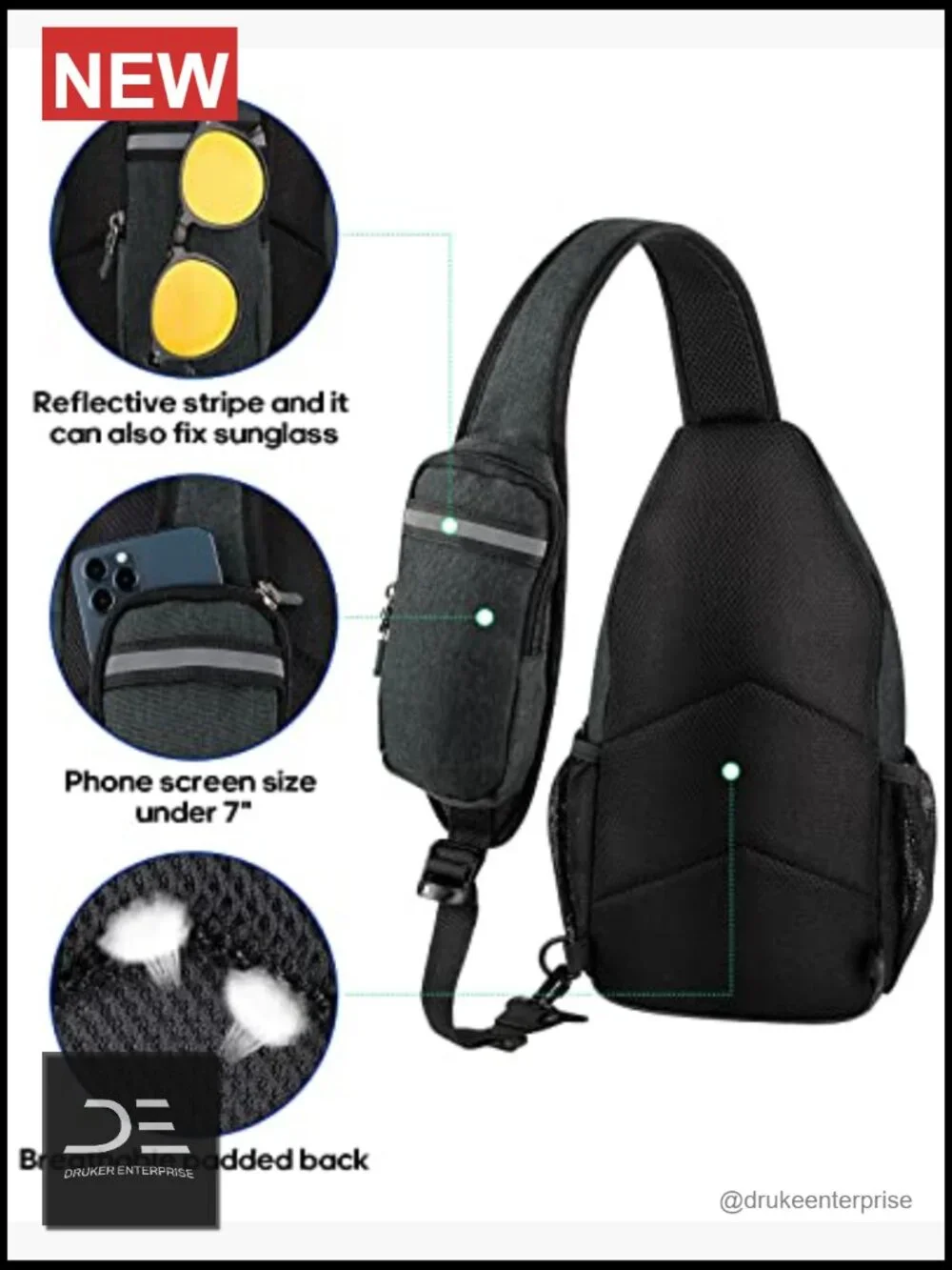 Crossbody Sling Backpack Travel Hiking Daypack with Adjustable Strap